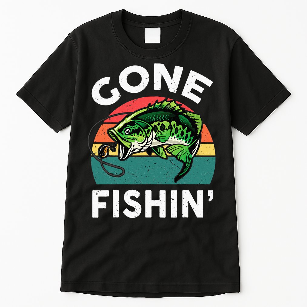 Funny Gone Fishing Bass Fish Tall T-Shirt