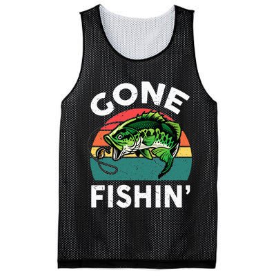 Funny Gone Fishing Bass Fish Mesh Reversible Basketball Jersey Tank