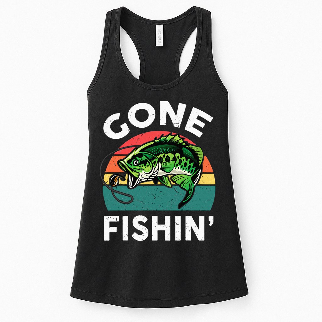 Funny Gone Fishing Bass Fish Womens Tank Top