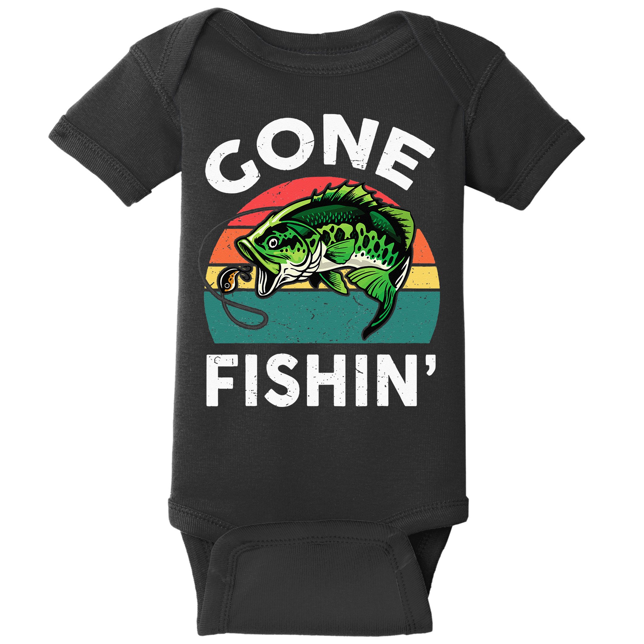 Funny Gone Fishing Bass Fish Baby Bodysuit