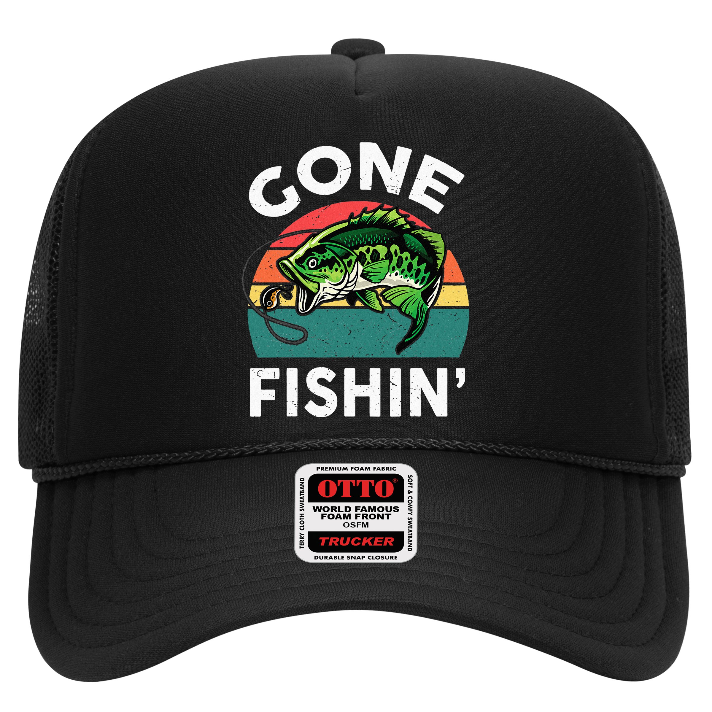 Funny Gone Fishing Bass Fish Hat