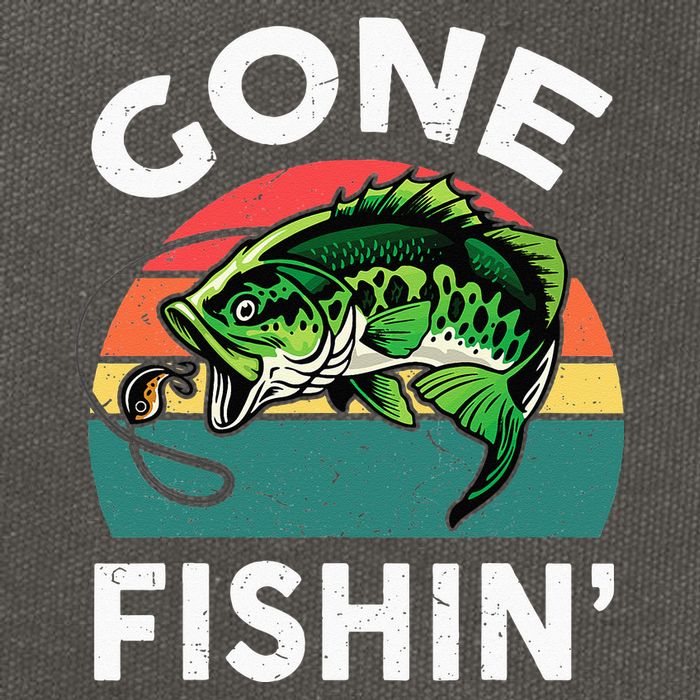 Funny Gone Fishing Bass Fish Cotton Canvas Backpack
