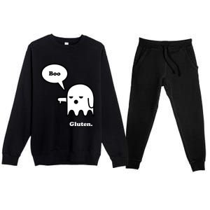 Funny Gluten Free Clothing Halloween Ghost Boo I Hate Gluten Gift Premium Crewneck Sweatsuit Set