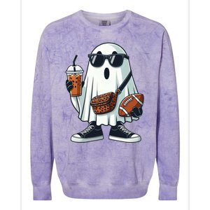 Funny Ghost Football Boo Coffee Halloween Gift Colorblast Crewneck Sweatshirt