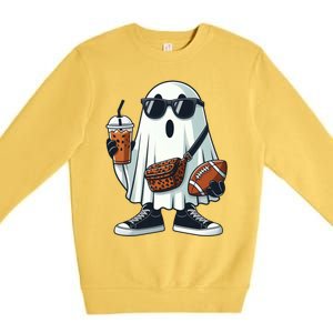 Funny Ghost Football Boo Coffee Halloween Gift Premium Crewneck Sweatshirt