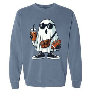 Funny Ghost Football Boo Coffee Halloween Gift Garment-Dyed Sweatshirt