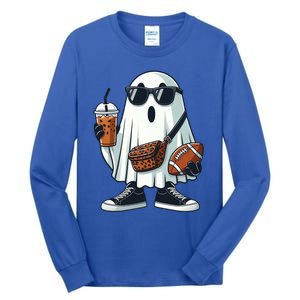 Funny Ghost Football Boo Coffee Halloween Gift Tall Long Sleeve T-Shirt