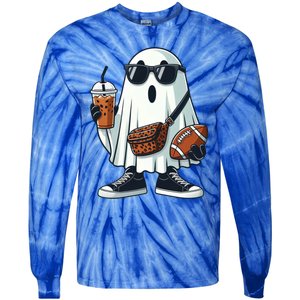 Funny Ghost Football Boo Coffee Halloween Gift Tie-Dye Long Sleeve Shirt