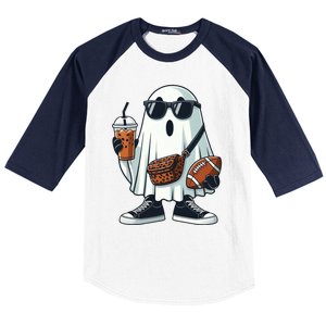 Funny Ghost Football Boo Coffee Halloween Gift Baseball Sleeve Shirt