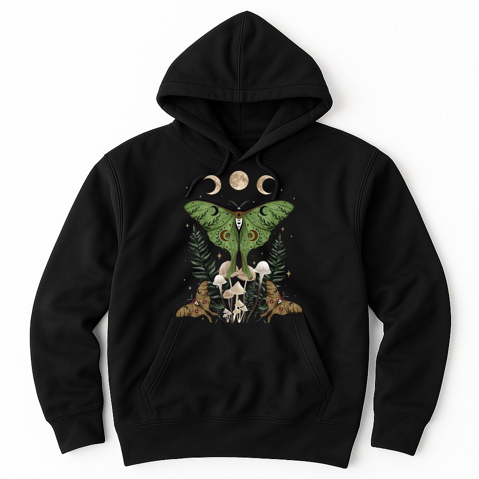 Fairy Grunge Fairycore Aesthetic Goth Luna Moth Mushroom Hoodie