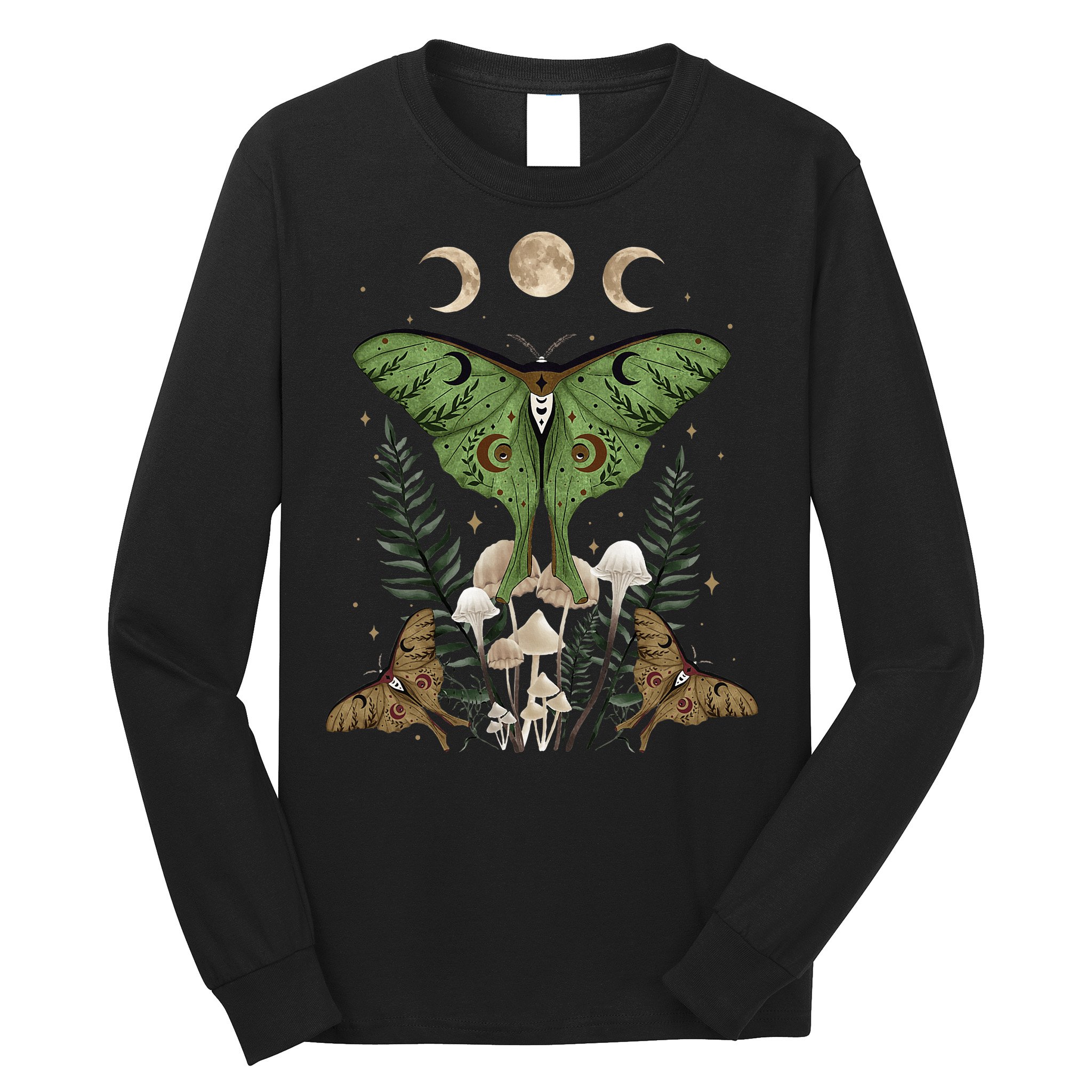 Fairy Grunge Fairycore Aesthetic Goth Luna Moth Mushroom Long Sleeve Shirt