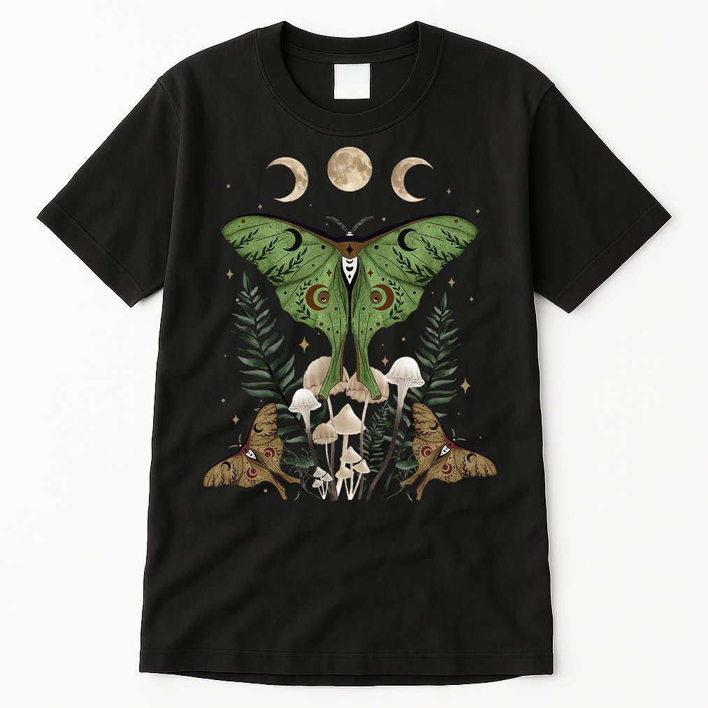 Fairy Grunge Fairycore Aesthetic Goth Luna Moth Mushroom Tall T-Shirt