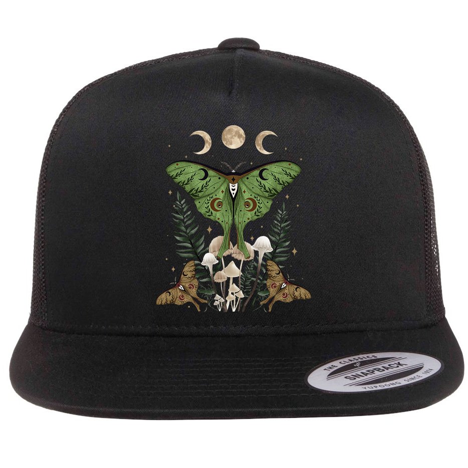 Fairy Grunge Fairycore Aesthetic Goth Luna Moth Mushroom Flat Bill Trucker Hat
