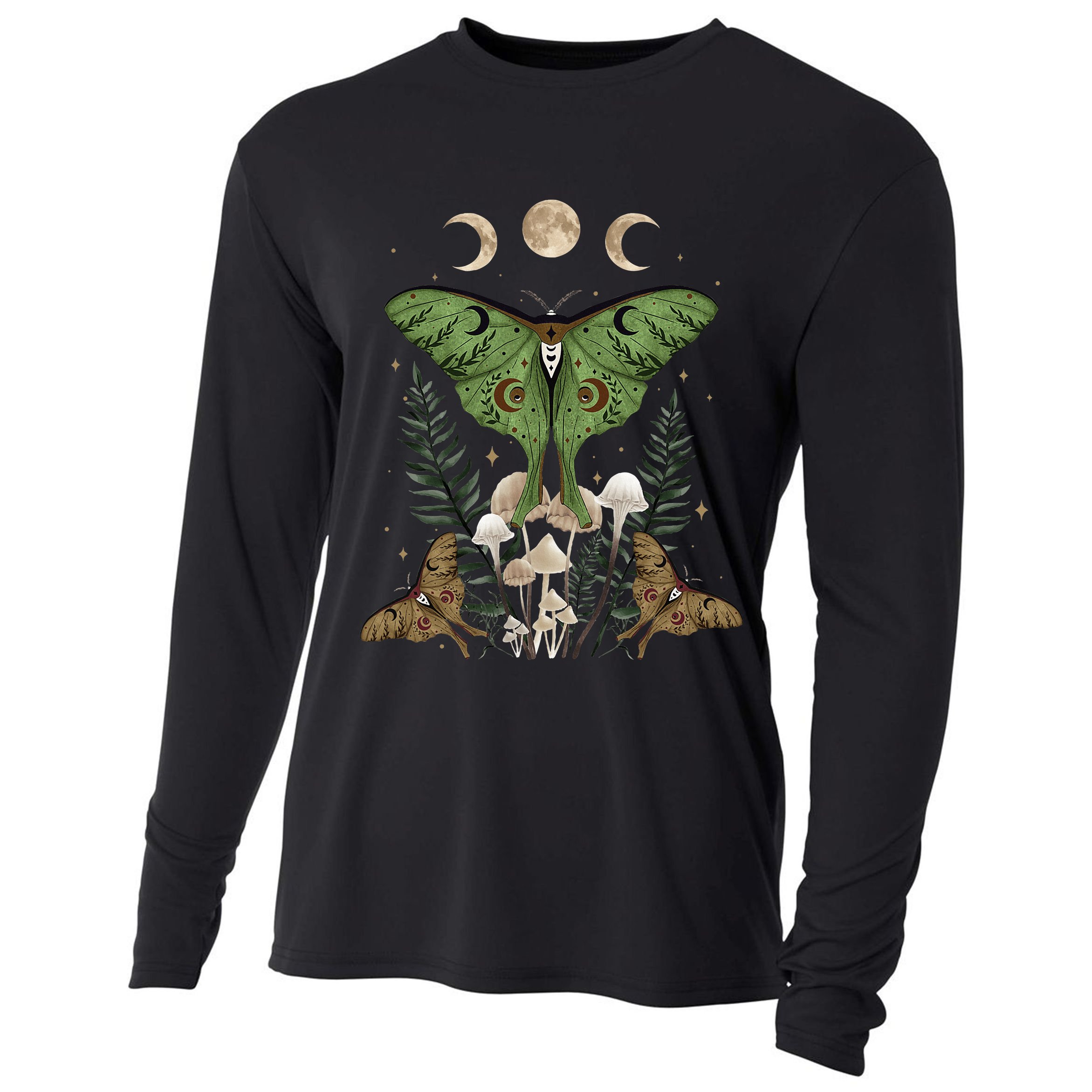 Fairy Grunge Fairycore Aesthetic Goth Luna Moth Mushroom Cooling Performance Long Sleeve Crew