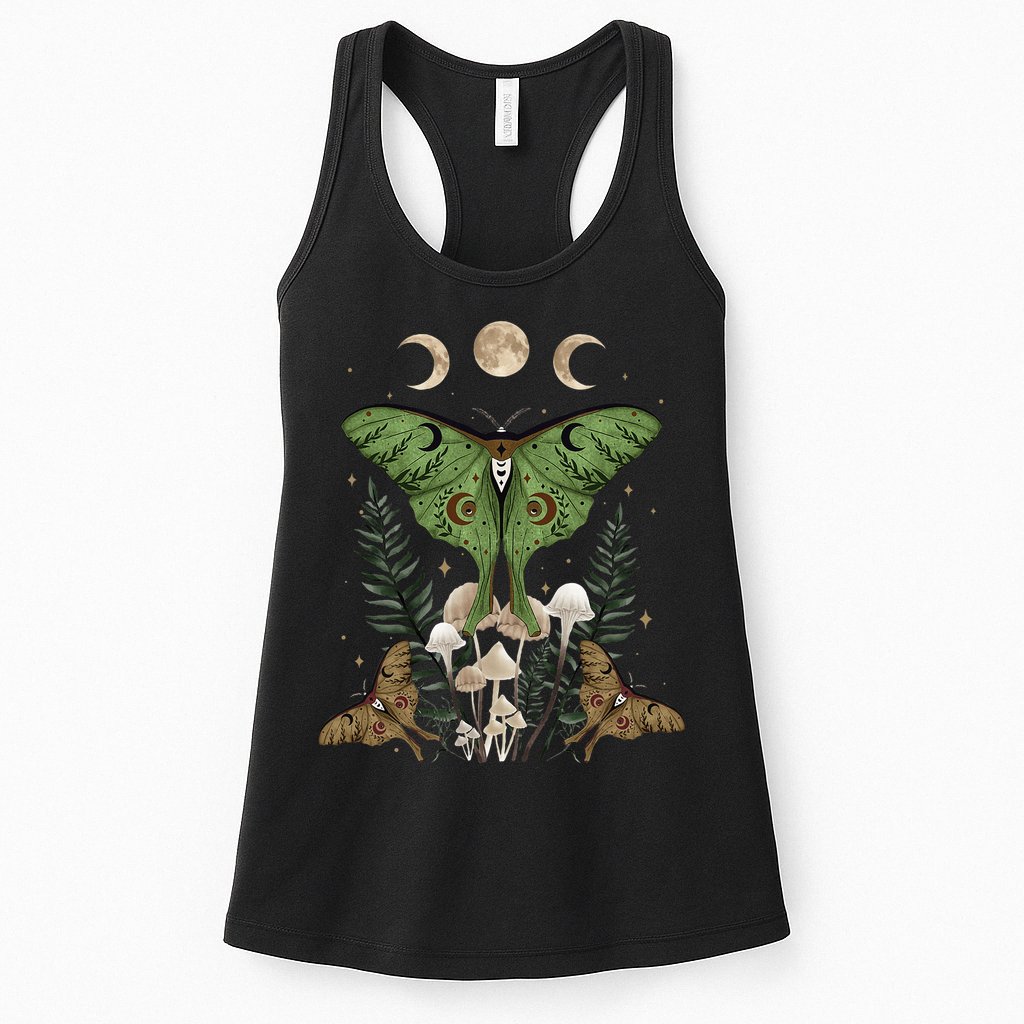 Fairy Grunge Fairycore Aesthetic Goth Luna Moth Mushroom Womens Tank Top