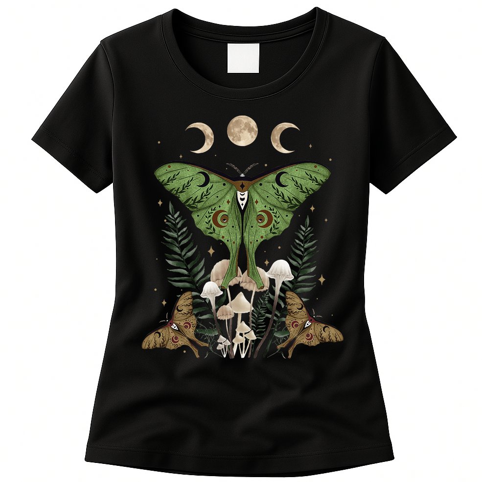 Fairy Grunge Fairycore Aesthetic Goth Luna Moth Mushroom Womens T-Shirt
