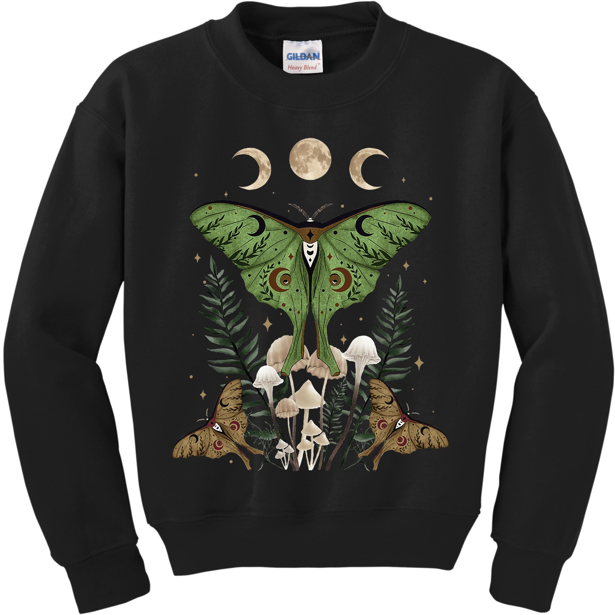Fairy Grunge Fairycore Aesthetic Goth Luna Moth Mushroom Kids Sweatshirt