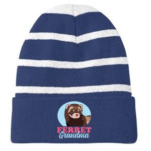 Ferret Grandma Ferrets Owner Ferret Striped Beanie with Solid Band