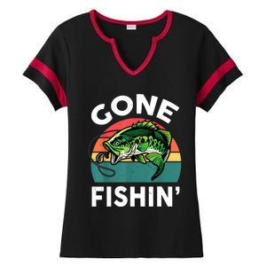 Funny Gone Fishing Bass Fish Ladies Halftime Notch Neck Tee