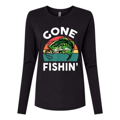 Funny Gone Fishing Bass Fish Womens Cotton Relaxed Long Sleeve T-Shirt