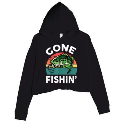 Funny Gone Fishing Bass Fish Crop Fleece Hoodie