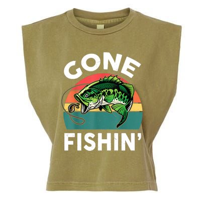 Funny Gone Fishing Bass Fish Garment-Dyed Women's Muscle Tee