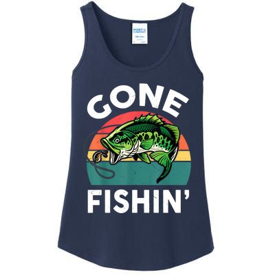 Funny Gone Fishing Bass Fish Ladies Essential Tank