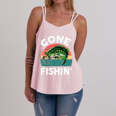 Funny Gone Fishing Bass Fish Women's Strappy Tank