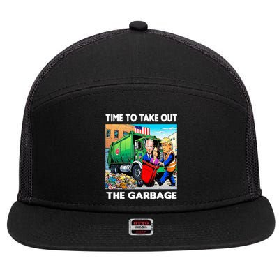 Funny Garbage For Trump 2024 Time To Take Out The Garbage 7 Panel Mesh Trucker Snapback Hat