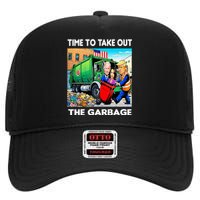 Funny Garbage For Trump 2024 Time To Take Out The Garbage High Crown Mesh Back Trucker Hat