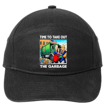 Funny Garbage For Trump 2024 Time To Take Out The Garbage 7-Panel Snapback Hat