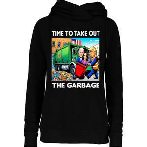 Funny Garbage For Trump 2024 Time To Take Out The Garbage Womens Funnel Neck Pullover Hood