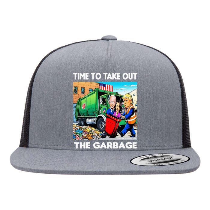 Funny Garbage For Trump 2024 Time To Take Out The Garbage Flat Bill Trucker Hat