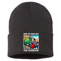 Funny Garbage For Trump 2024 Time To Take Out The Garbage Sustainable Knit Beanie