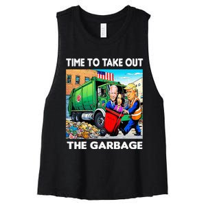 Funny Garbage For Trump 2024 Time To Take Out The Garbage Women's Racerback Cropped Tank