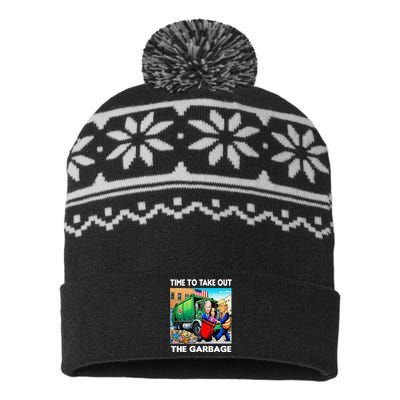 Funny Garbage For Trump 2024 Time To Take Out The Garbage USA-Made Snowflake Beanie