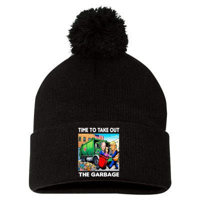 Funny Garbage For Trump 2024 Time To Take Out The Garbage Pom Pom 12in Knit Beanie