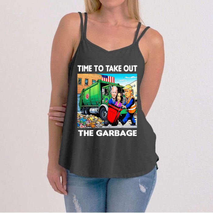 Funny Garbage For Trump 2024 Time To Take Out The Garbage Women's Strappy Tank