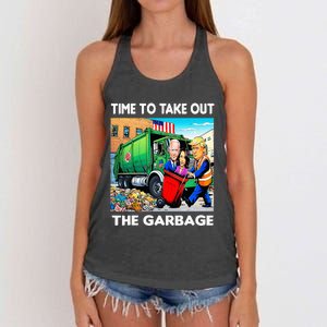 Funny Garbage For Trump 2024 Time To Take Out The Garbage Women's Knotted Racerback Tank