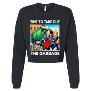 Funny Garbage For Trump 2024 Time To Take Out The Garbage Cropped Pullover Crew