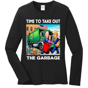 Funny Garbage For Trump 2024 Time To Take Out The Garbage Ladies Long Sleeve Shirt