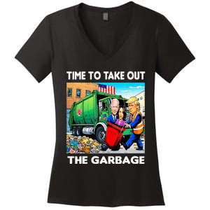 Funny Garbage For Trump 2024 Time To Take Out The Garbage Women's V-Neck T-Shirt