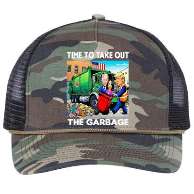 Funny Garbage For Trump 2024 Time To Take Out The Garbage Retro Rope Trucker Hat Cap