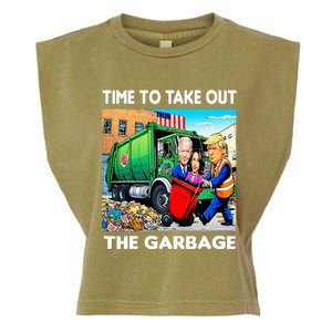 Funny Garbage For Trump 2024 Time To Take Out The Garbage Garment-Dyed Women's Muscle Tee