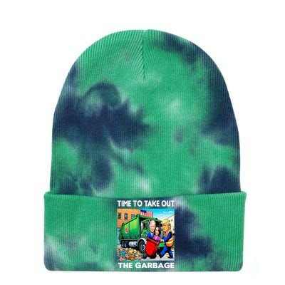 Funny Garbage For Trump 2024 Time To Take Out The Garbage Tie Dye 12in Knit Beanie