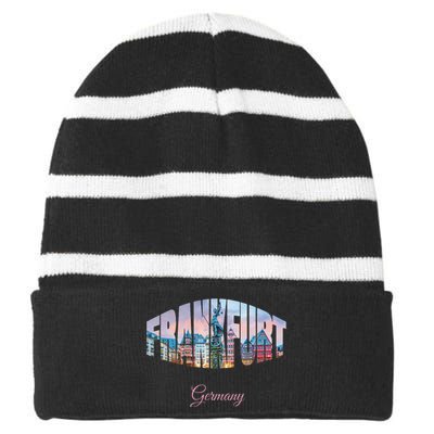 Frankfurt Germany Striped Beanie with Solid Band