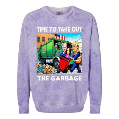 Funny Garbage For Trump 2024 Time To Take Out The Garbage Colorblast Crewneck Sweatshirt