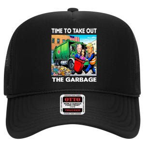 Funny Garbage For Trump 2024 Time To Take Out The Garbage High Crown Mesh Back Trucker Hat