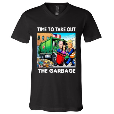 Funny Garbage For Trump 2024 Time To Take Out The Garbage V-Neck T-Shirt