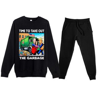 Funny Garbage For Trump 2024 Time To Take Out The Garbage Premium Crewneck Sweatsuit Set